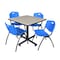 Kobe Kobe Square Table & Chair Set, Wood, Metal, Plastic Top, Maple TKB3636PL47BE - alternate 1